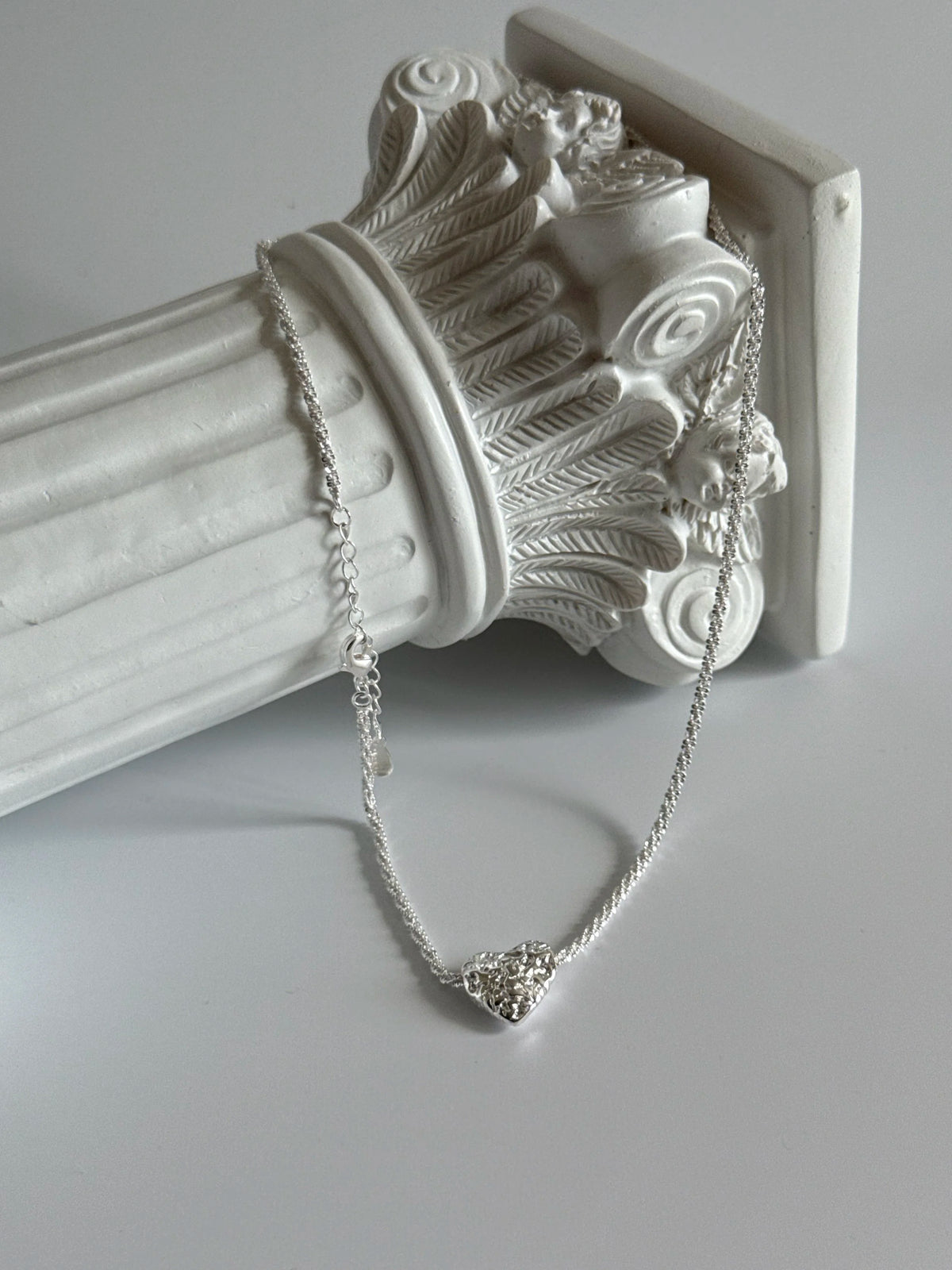 925 Sterling Silver Heart Necklace Dainty Sparkle Chain for Women-4