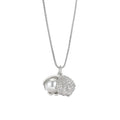 925 Silver Plated Shell Pearl Necklace with Zircon Stones-0