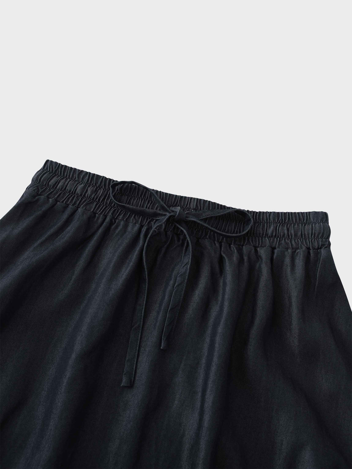 Drawstring Circle Skirt-Dark Blue Denim-3