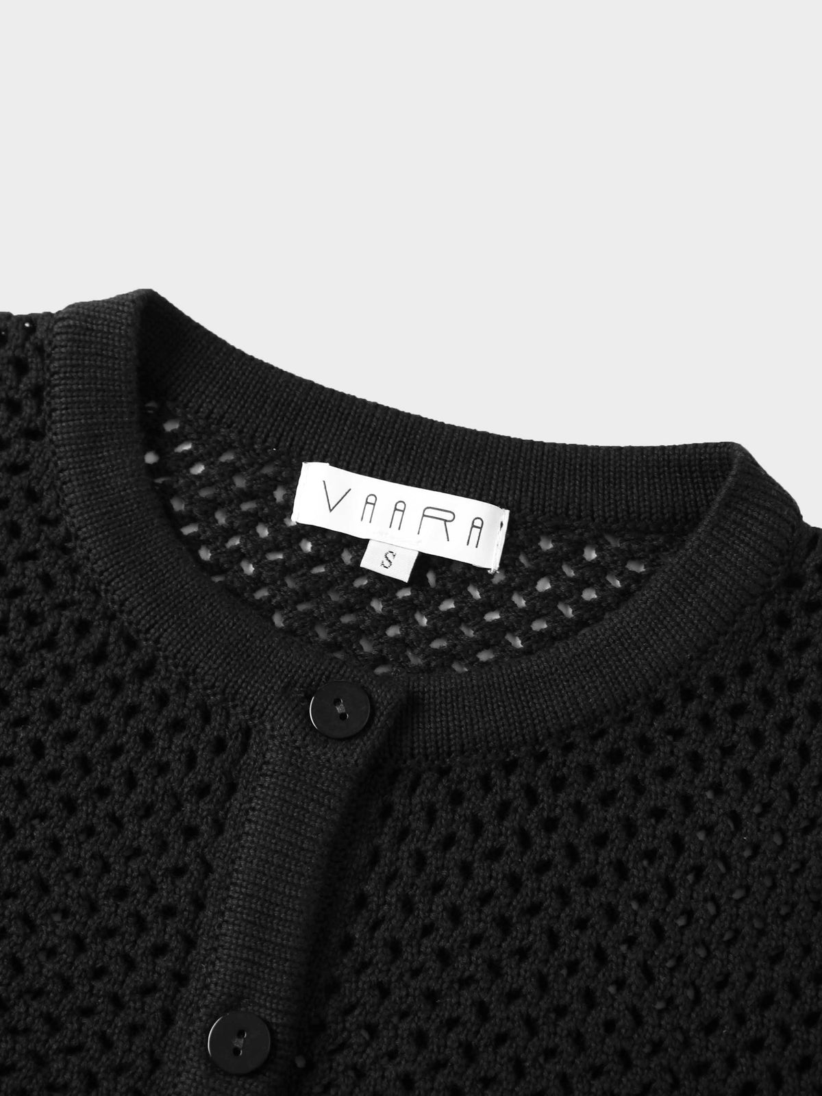 Crochet Knit Button Down Cardigan-Black-2