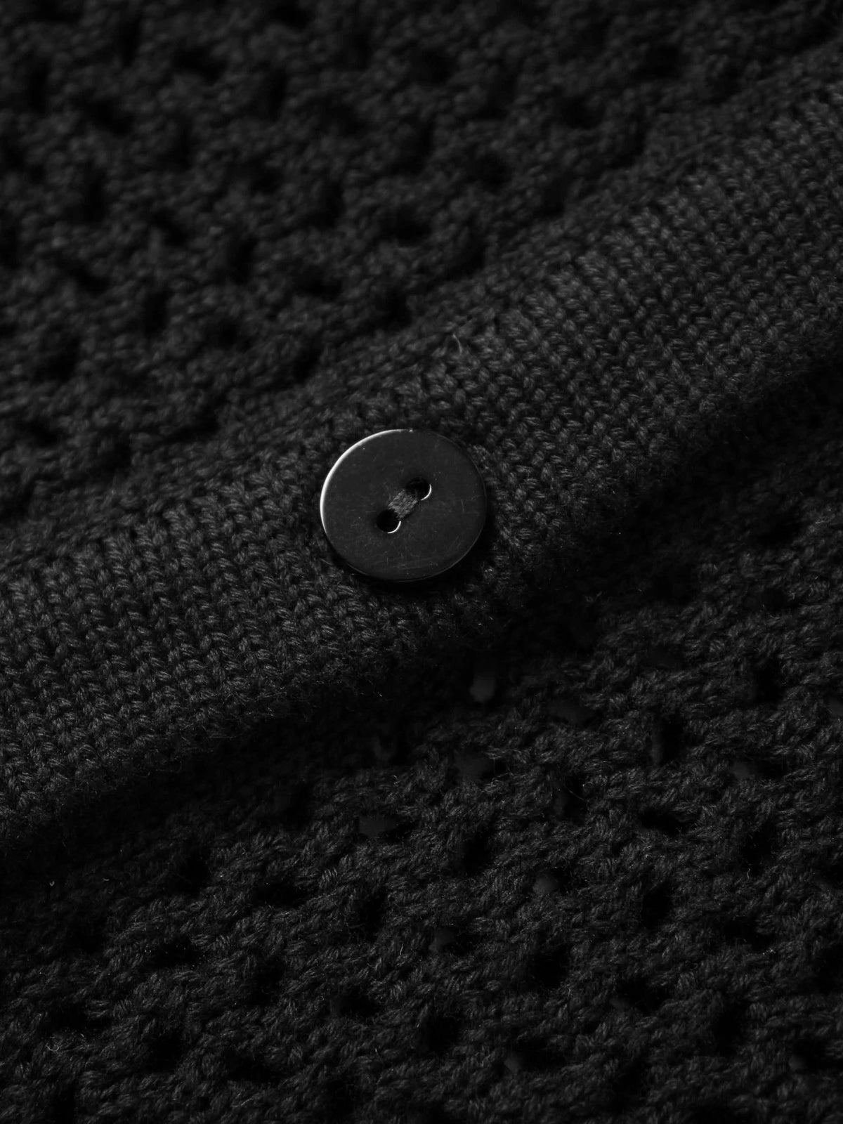 Crochet Knit Button Down Cardigan-Black-3