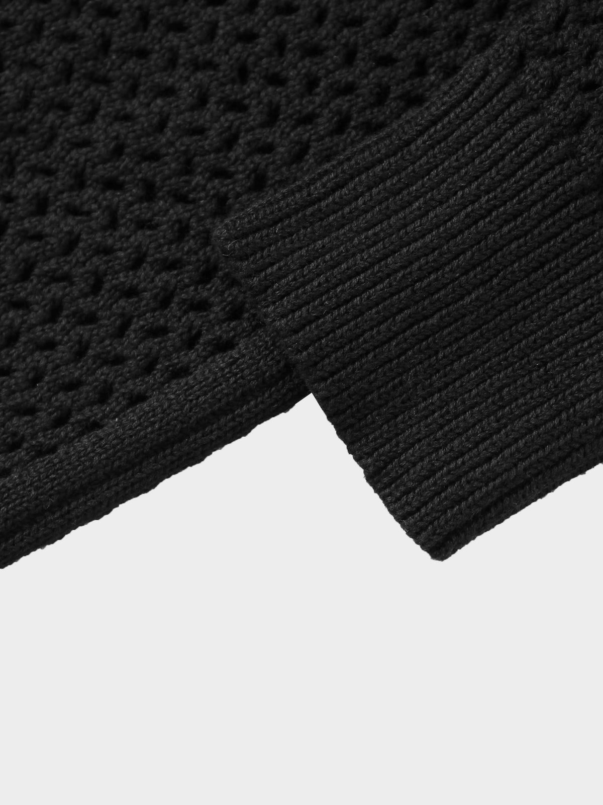 Crochet Knit Button Down Cardigan-Black-4