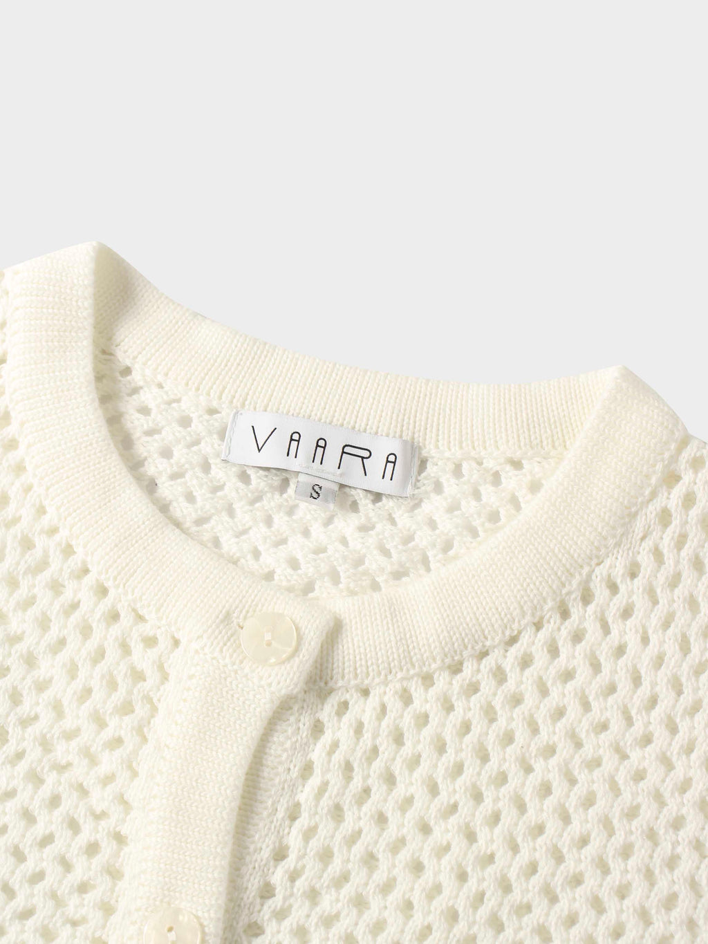 Crochet Knit Button Down Cardigan-White-2