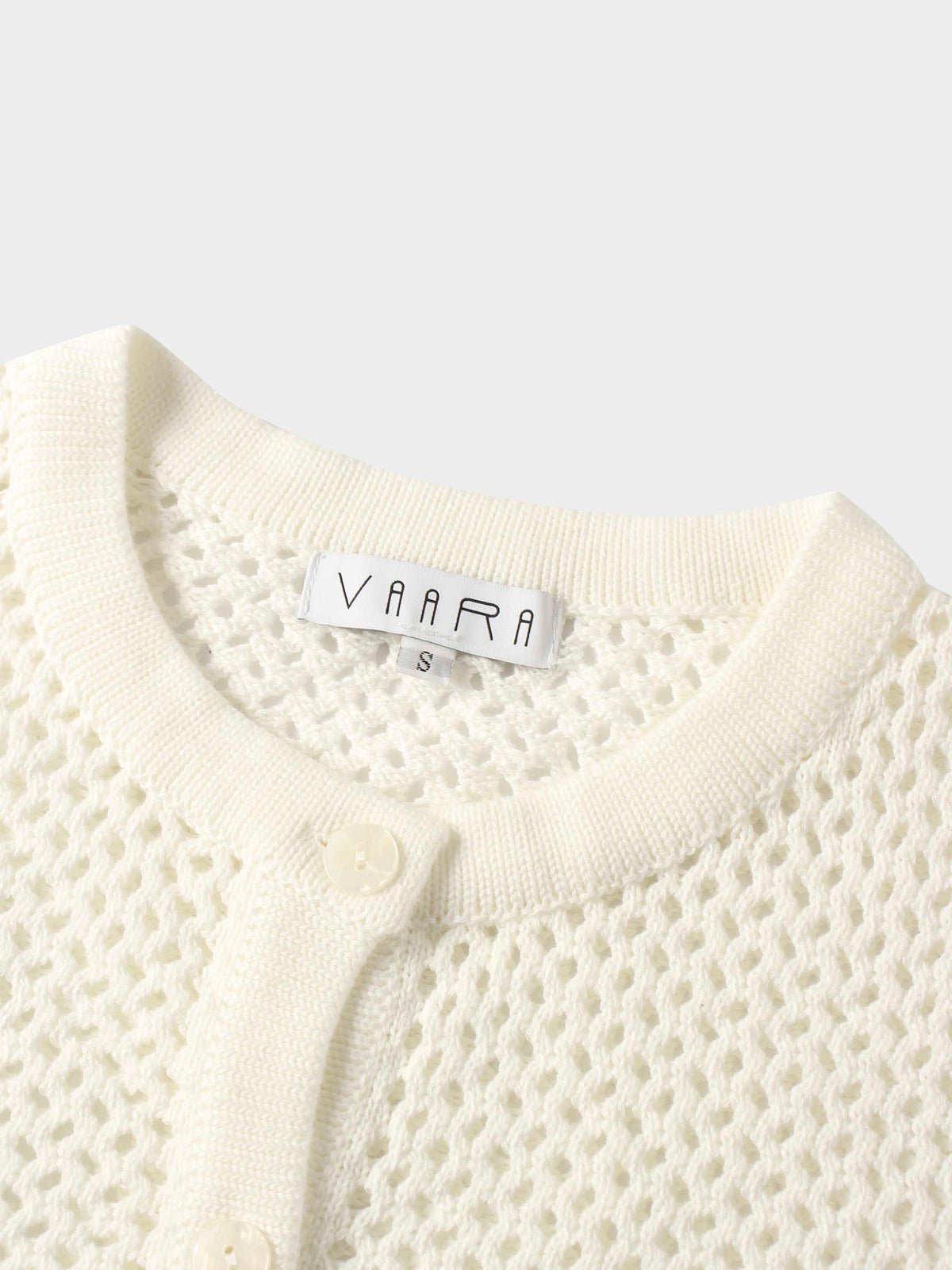 Crochet Knit Button Down Cardigan-White-2