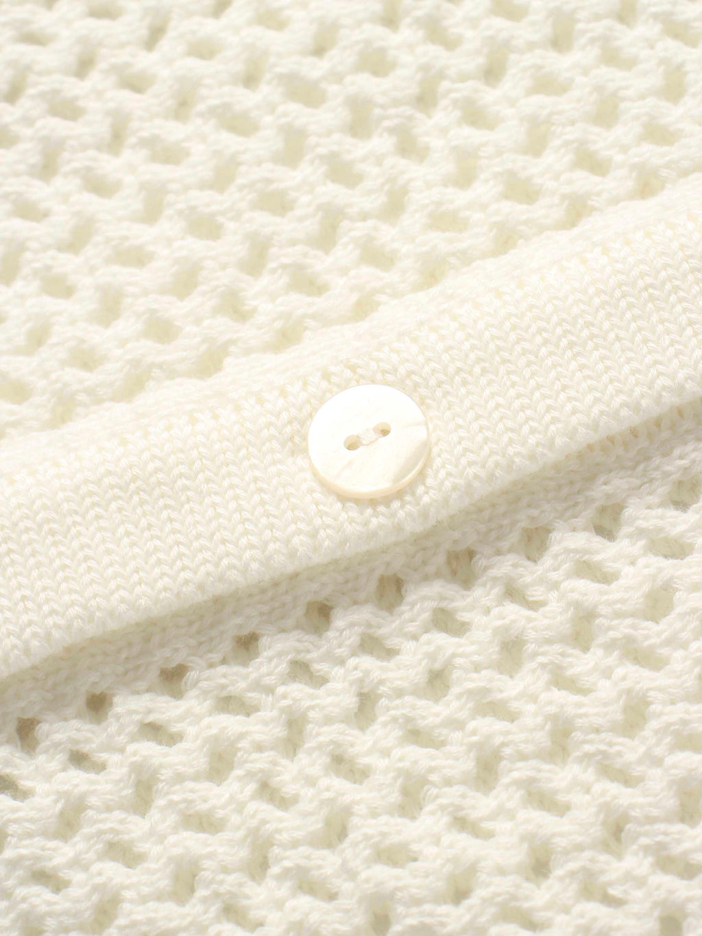 Crochet Knit Button Down Cardigan-White-3
