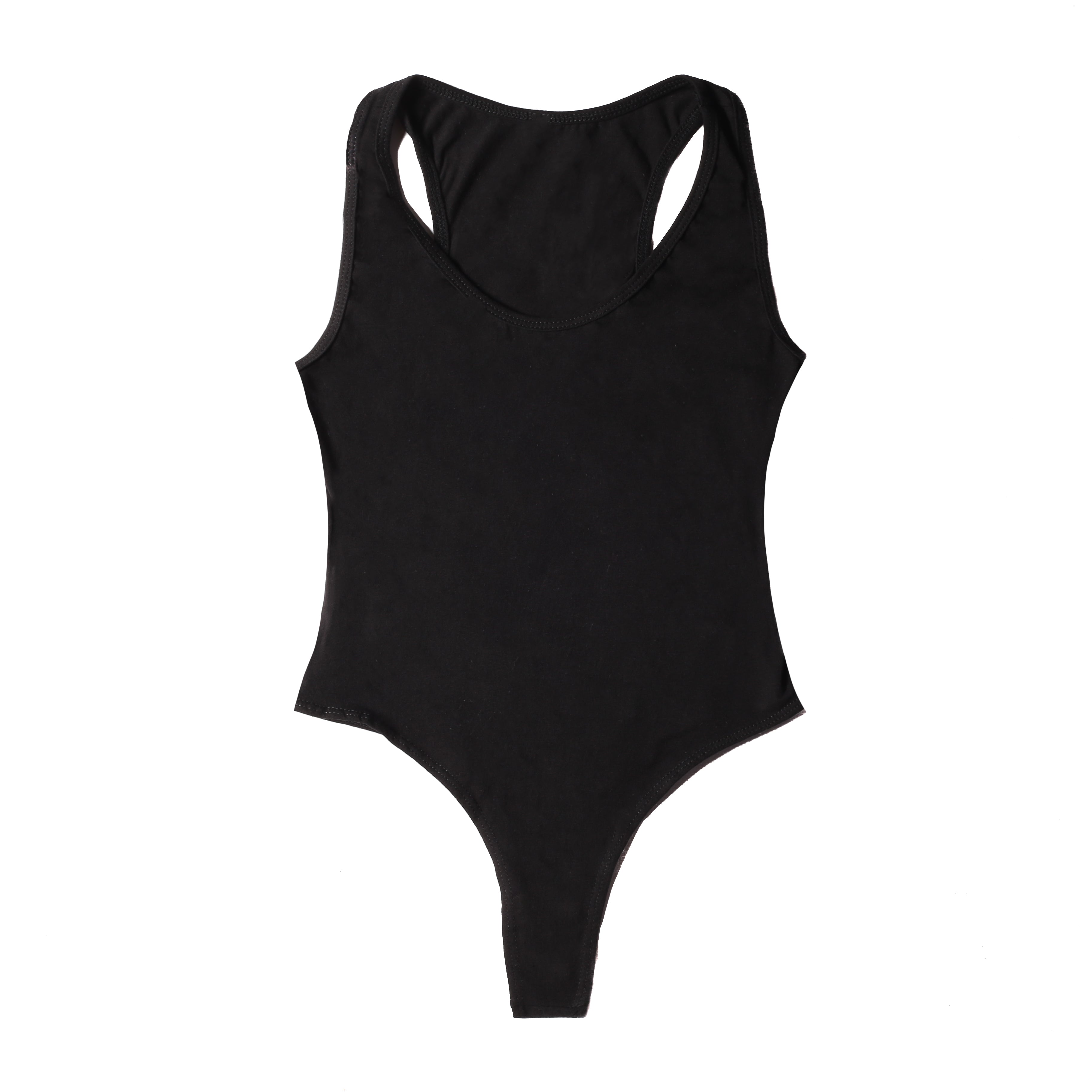 Women's seamless cotton racerback bodysuit in a form-fitting design with a rounded neckline — view 4