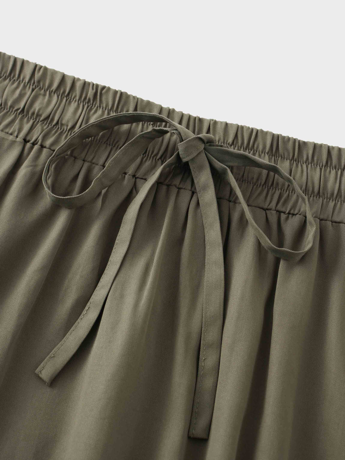 Drawstring Circle Skirt-Olive-4