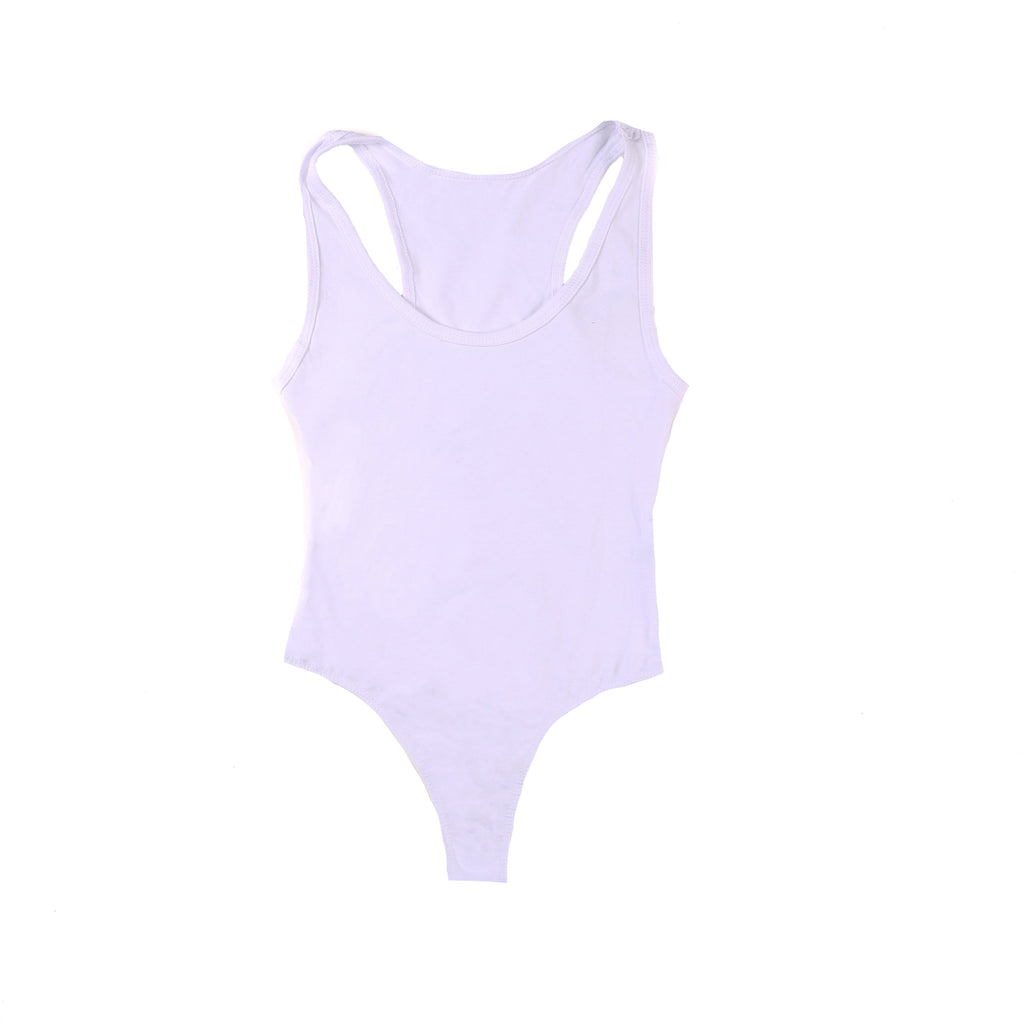 Women's seamless cotton racerback bodysuit in a form-fitting design with a rounded neckline — view 5