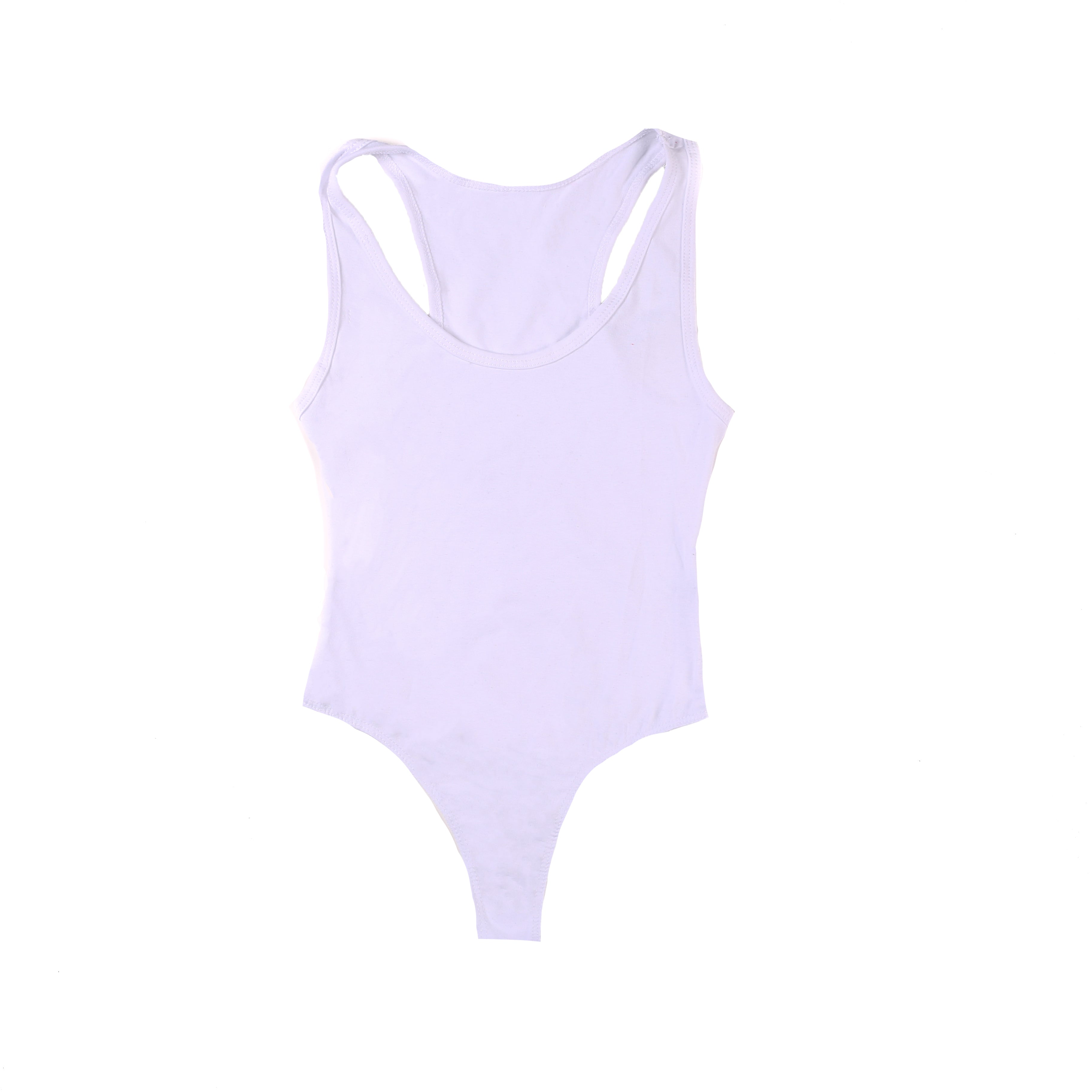 Women's seamless cotton racerback bodysuit in a form-fitting design with a rounded neckline — view 5