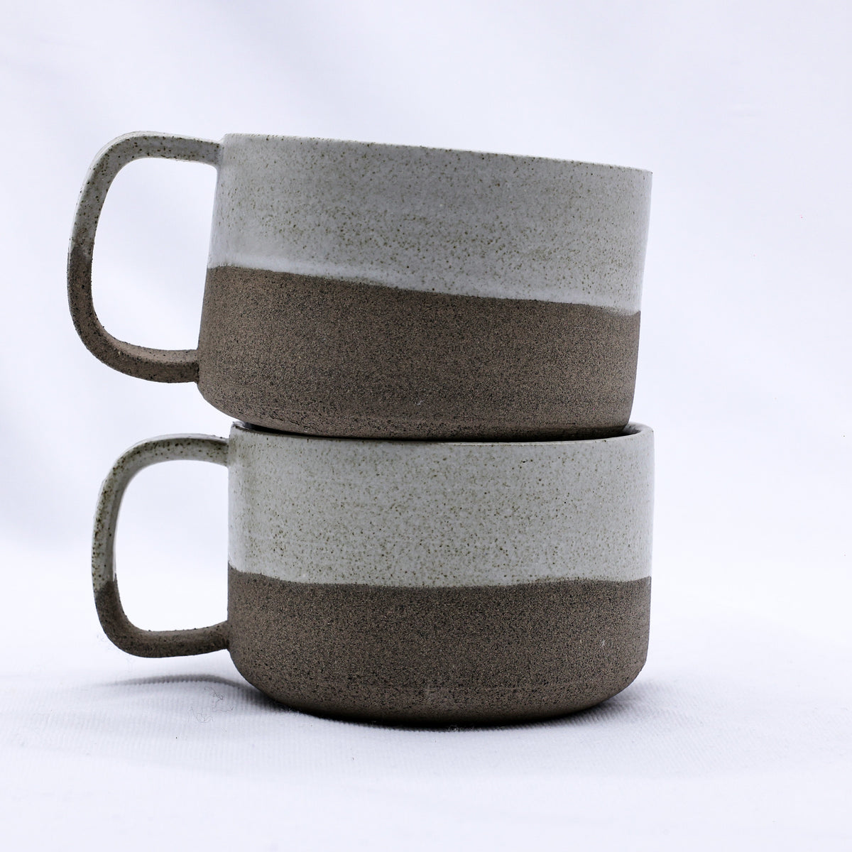 Matte White Handmade Ceramic Smoked Grey Stoneware Big Ceramic Mug-3