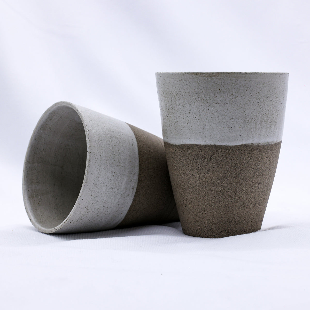 Bianca Quadra Green Handmade Ceramic Smoked Grey Stoneware Tall Ceramic Cup-3