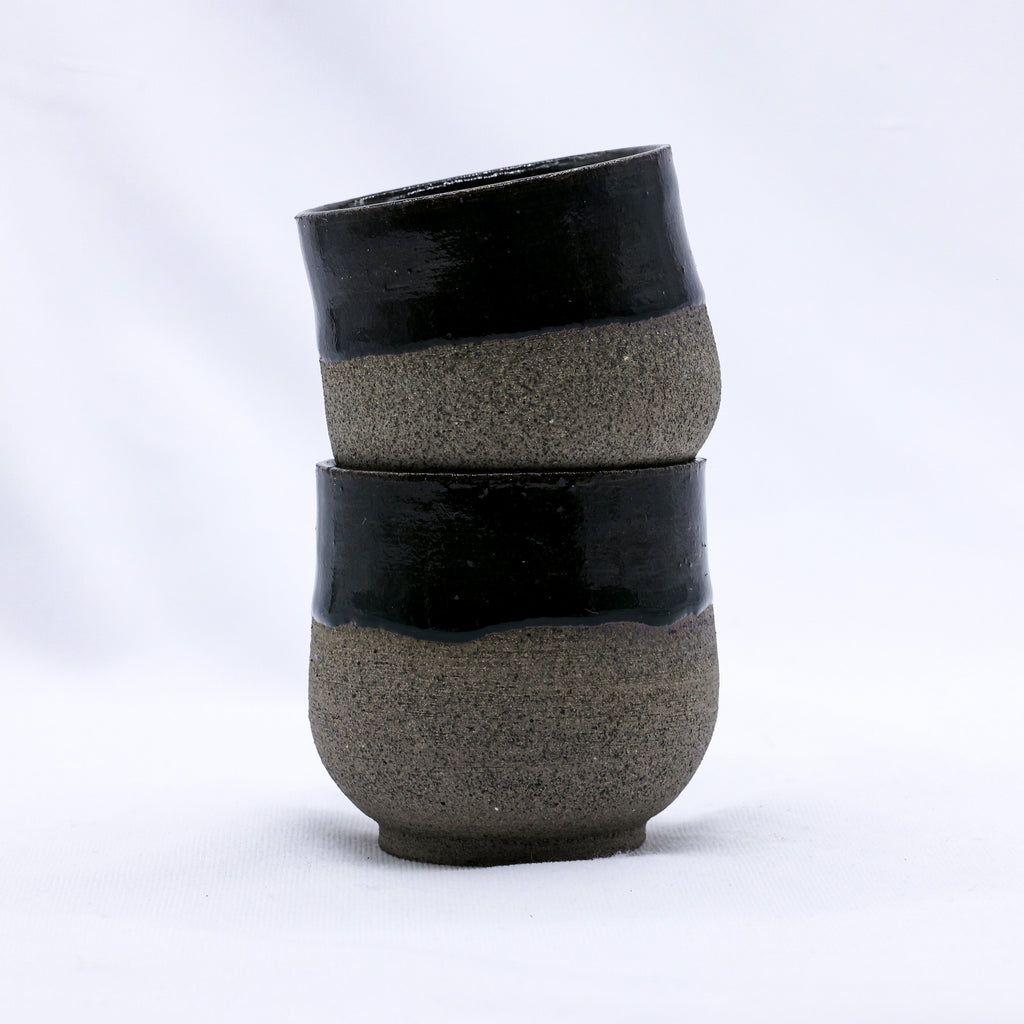 Bluverde Tazza Handmade Ceramic Smoked Grey Stoneware Short Cup-3