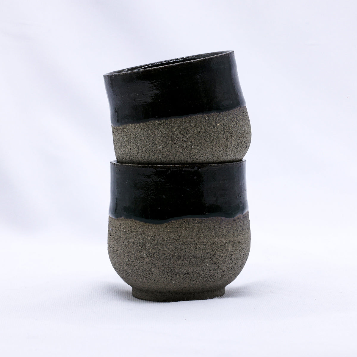 Bluverde Tazza Handmade Ceramic Smoked Grey Stoneware Short Cup-3