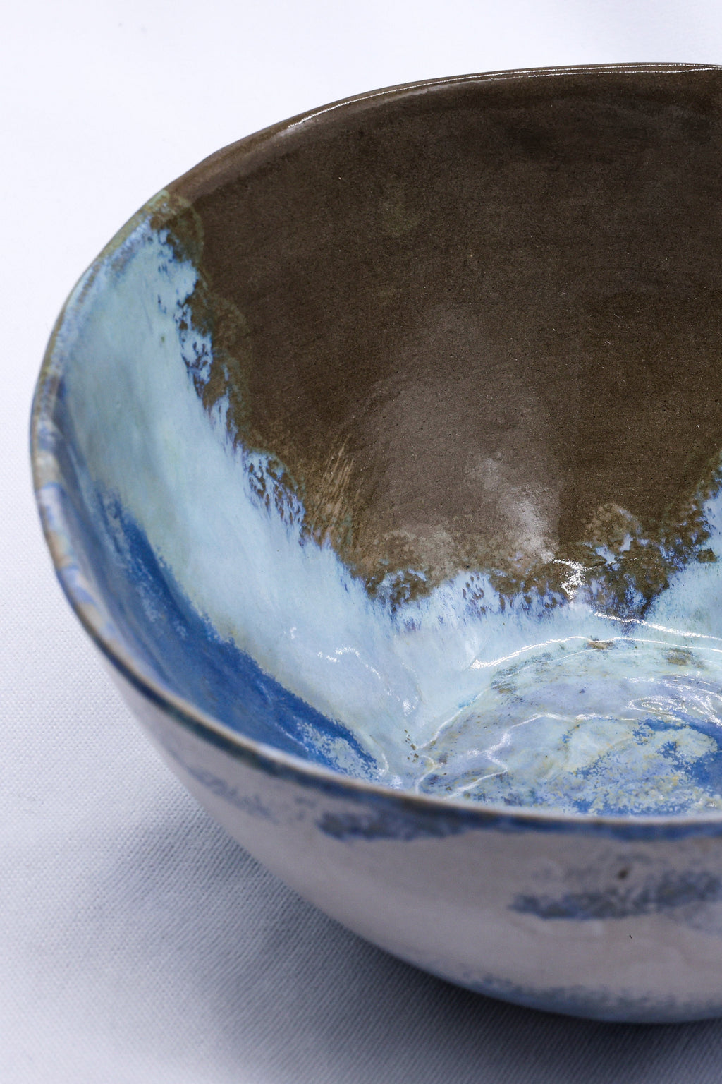 Large Stone Reef Blue Handmade Ceramic Stoneware Dinner Bowl-2