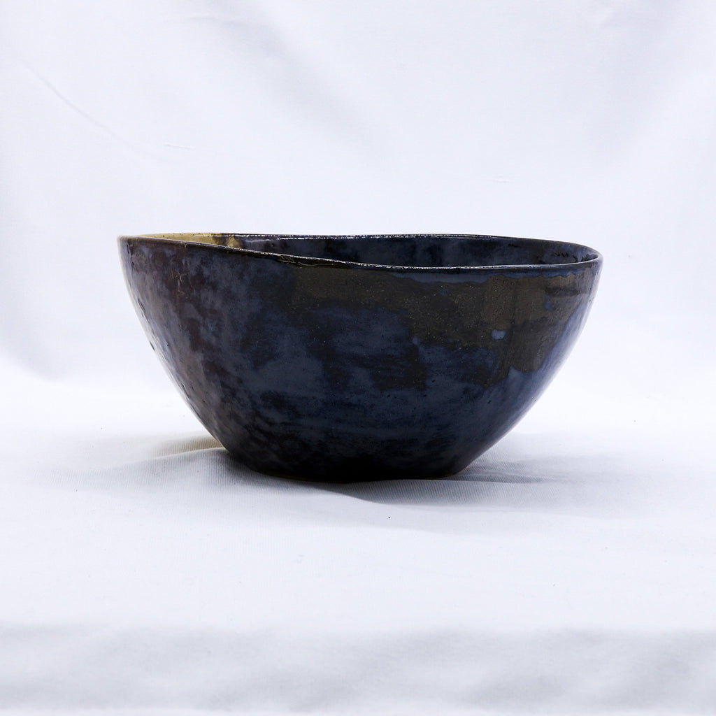 Large Indigo Clay Shore Handmade Ceramic Stoneware Dinner Bowl-0