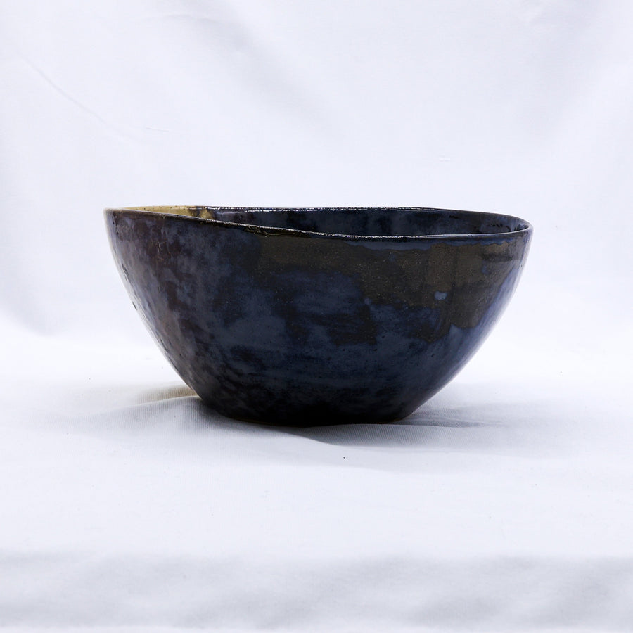 Large Indigo Clay Shore Handmade Ceramic Stoneware Dinner Bowl