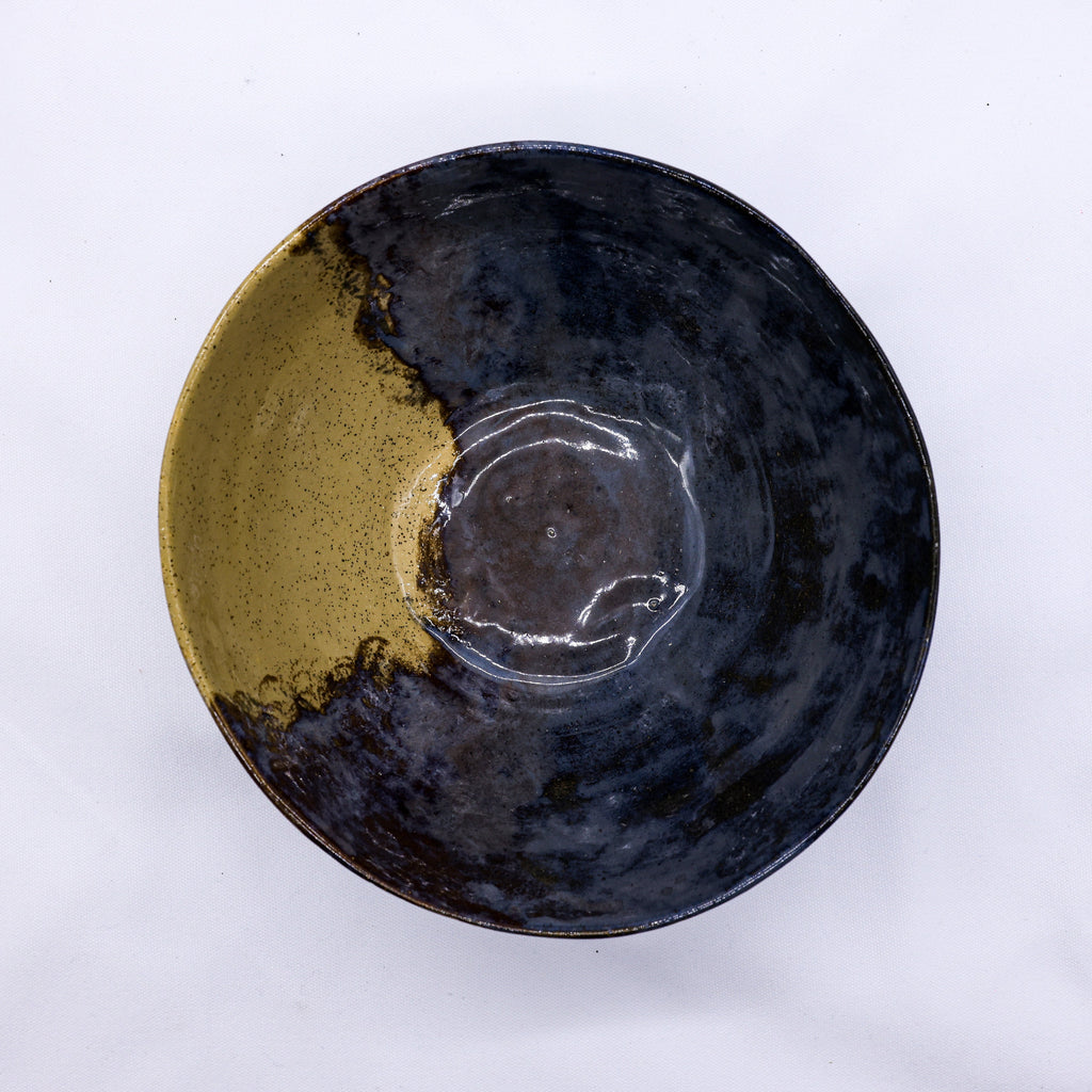 Large Indigo Clay Shore Handmade Ceramic Stoneware Dinner Bowl-2