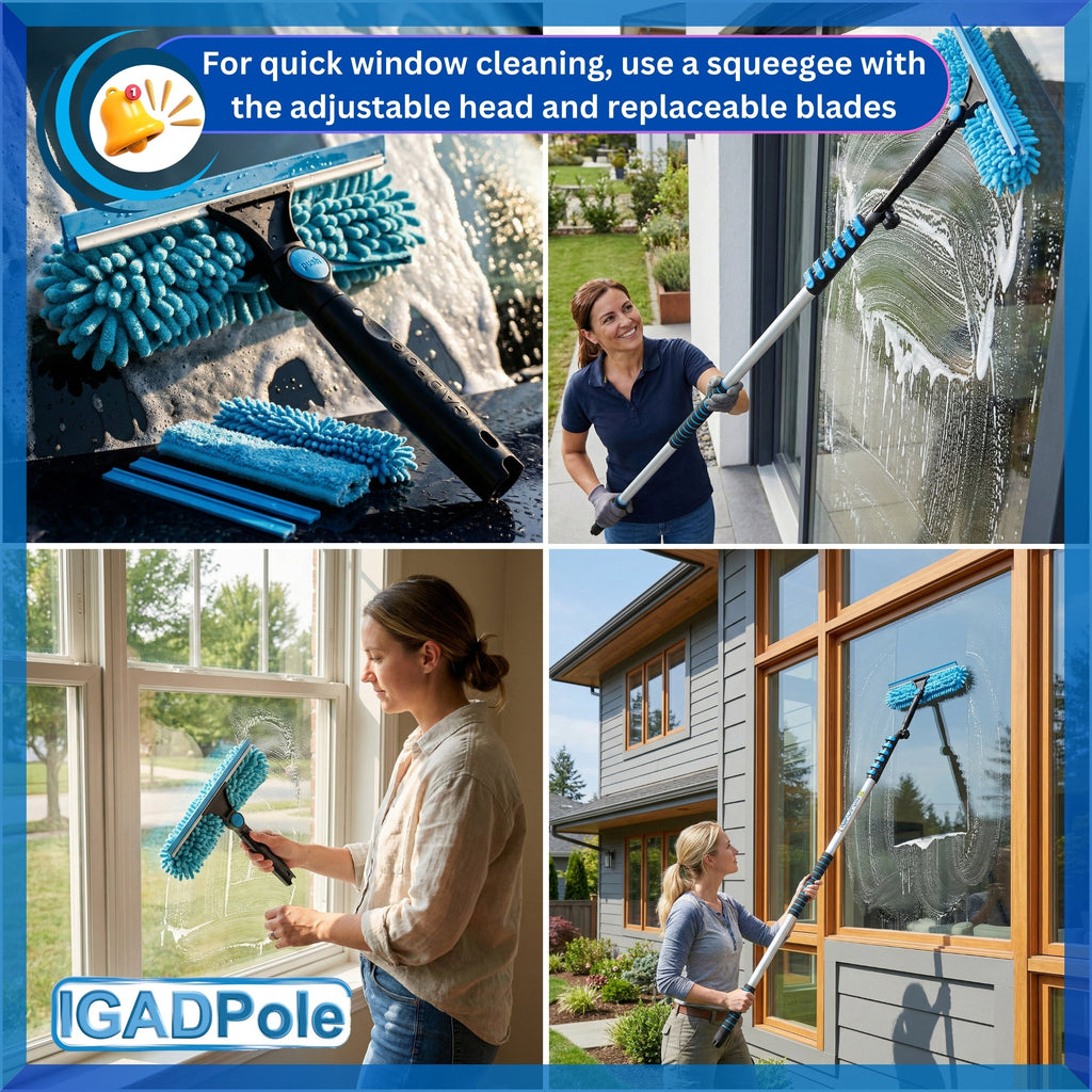 20ft telescoping washing kit with water-fed brush, squeegee, cobweb duster, and soap dispenser — view 2