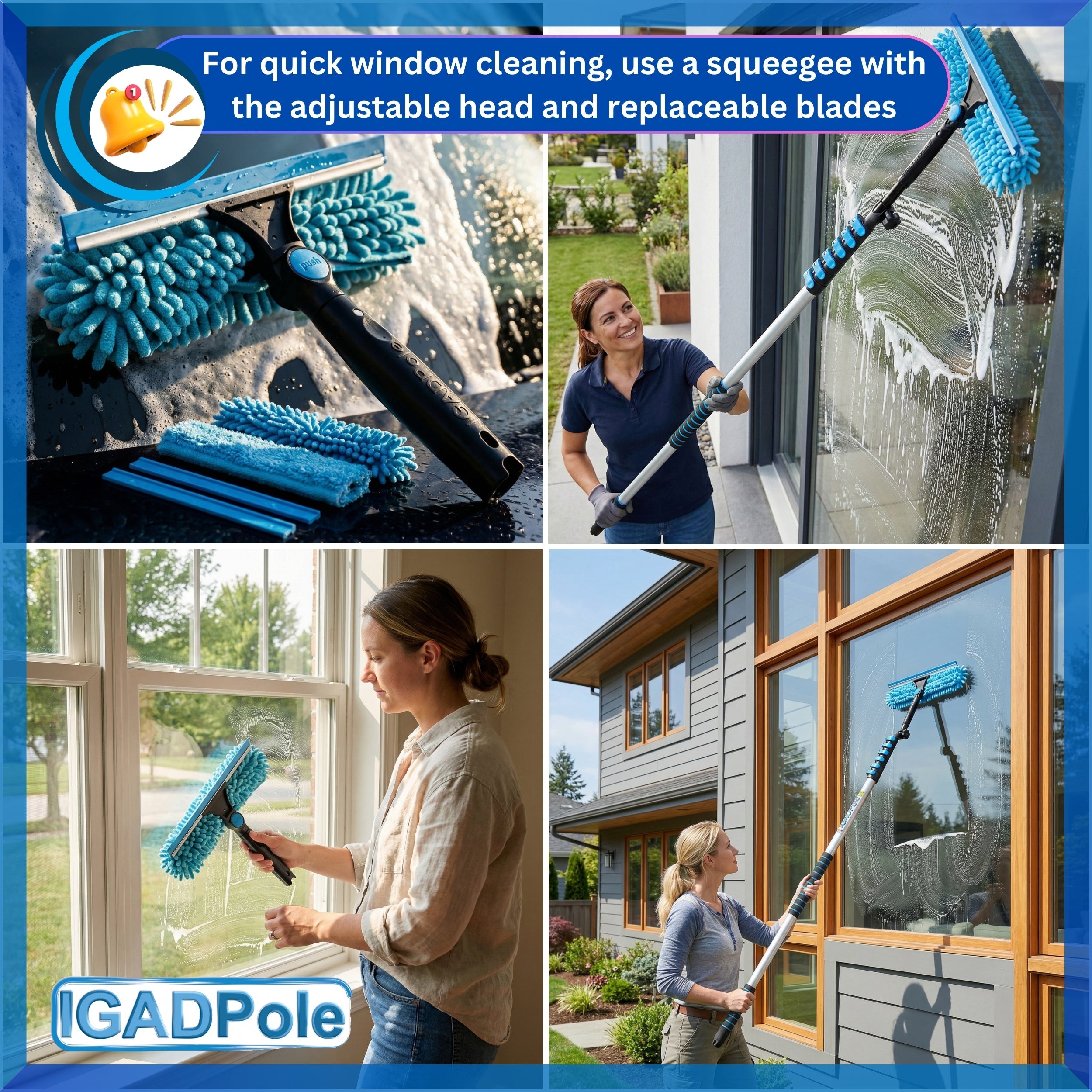 20ft telescoping washing kit with water-fed brush, squeegee, cobweb duster, and soap dispenser — view 2