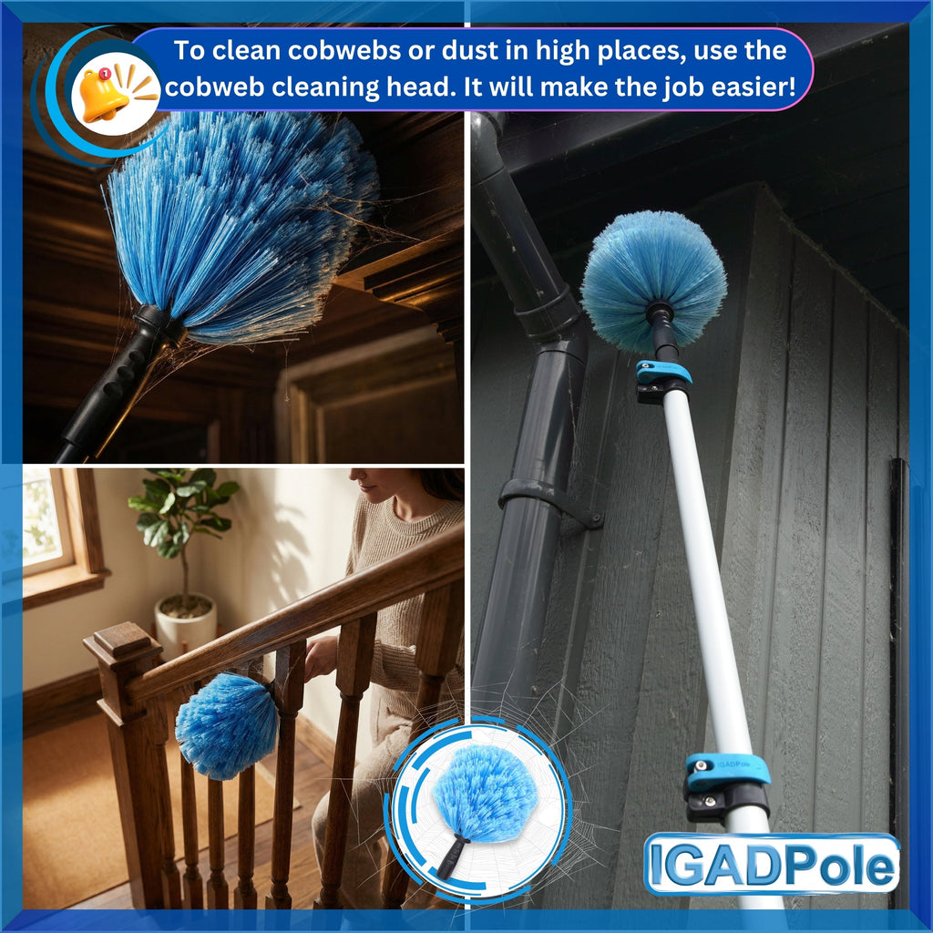Telescopic 5m water-fed cleaning pole kit with brush, microfibre duster, and hose attachments — view 5