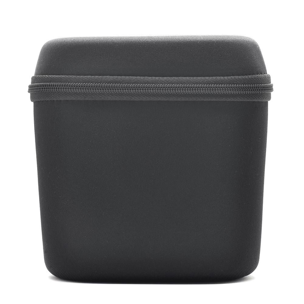 Black portable shockproof speaker case made of nylon featuring carrying strap and zipper closure