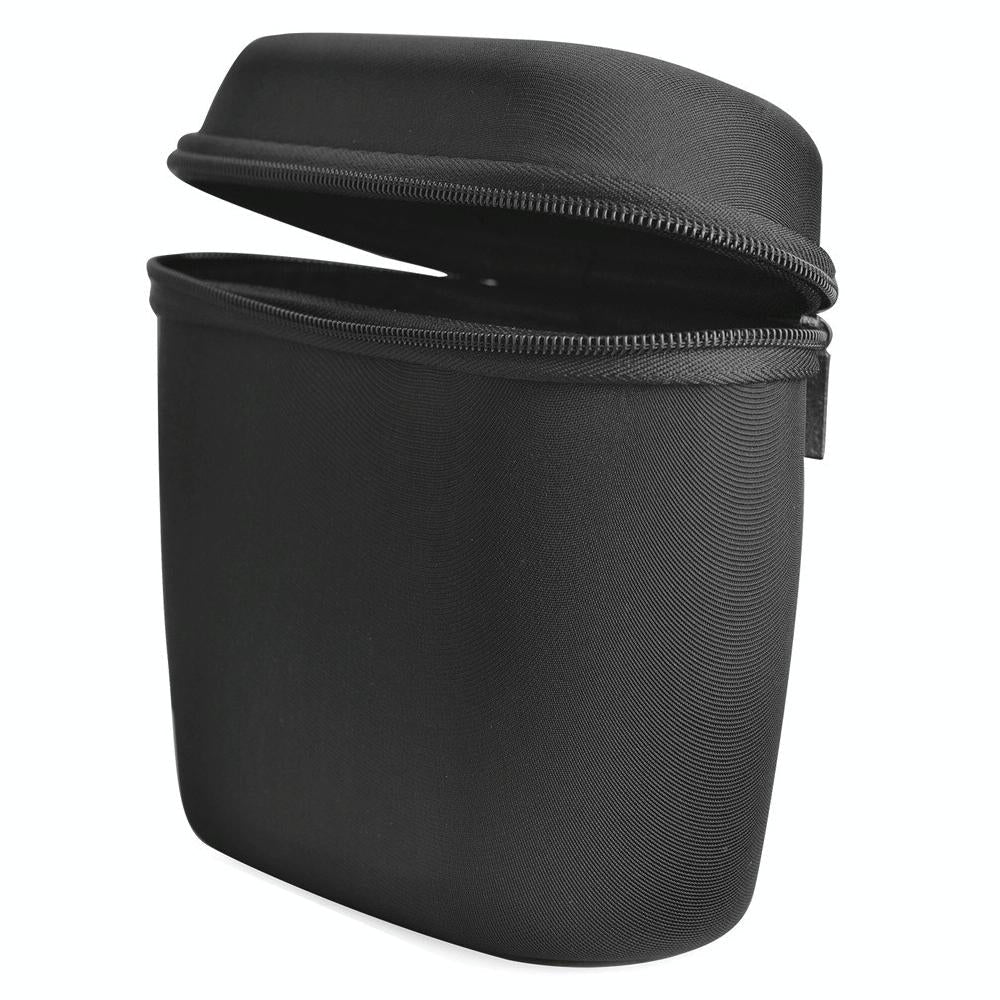 Black portable shockproof speaker case made of high-grade nylon with attached travel carabiner clip — view 3