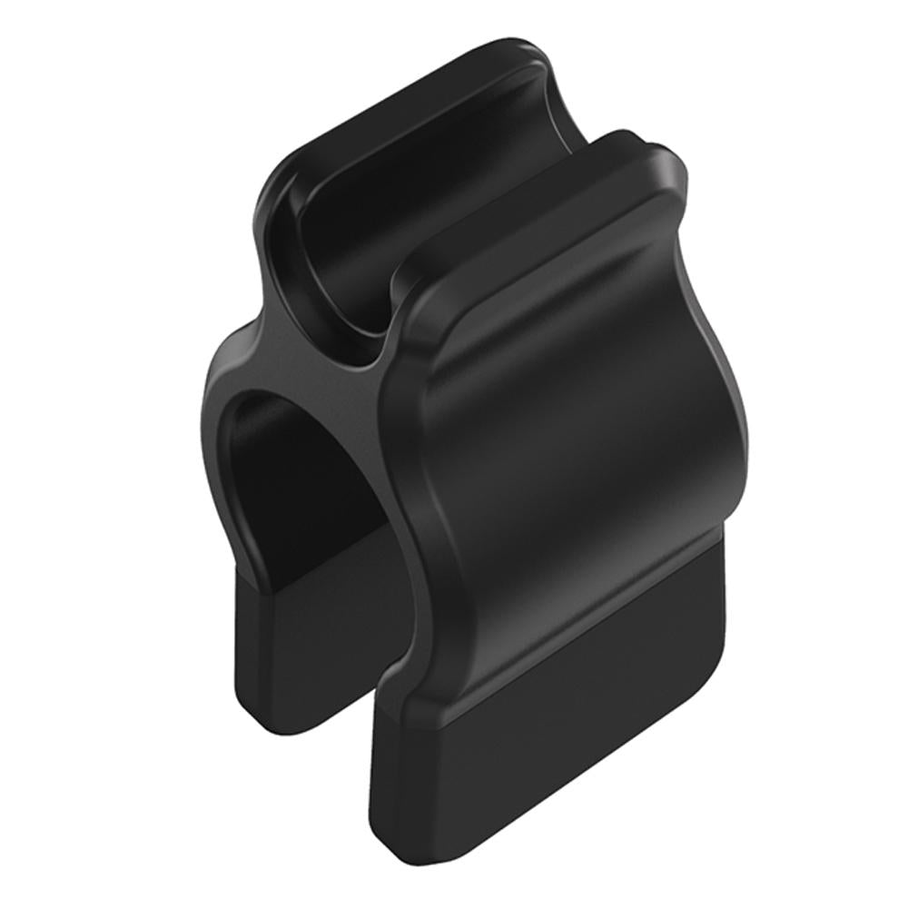 Black clip-on universal phone camera lens and selfie LED light attached to a smartphone — view 5