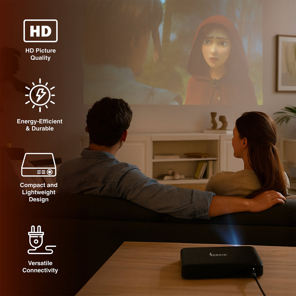 Pursonic compact portable HD projector in sleek casing for home theater and outdoor movie nights — view 2