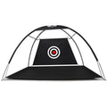 Black 3-meter Centra golf practice net with precision target, fibreglass poles, and carrying bag