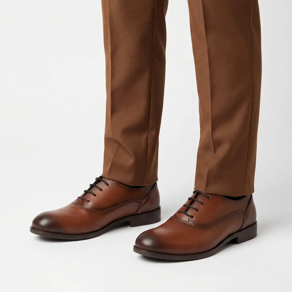 Boys formal shoes in classic leather style, handmade lace-up oxfords for special occasions.