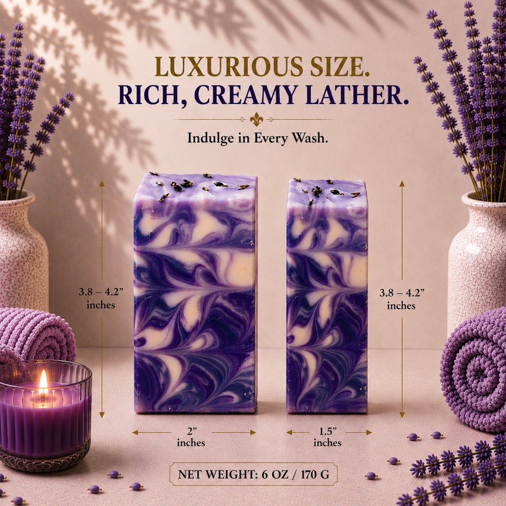 Lavender Flowers Soap Bar | Handmade Lavender Bath Soap & Moisturizing Body Bar-4