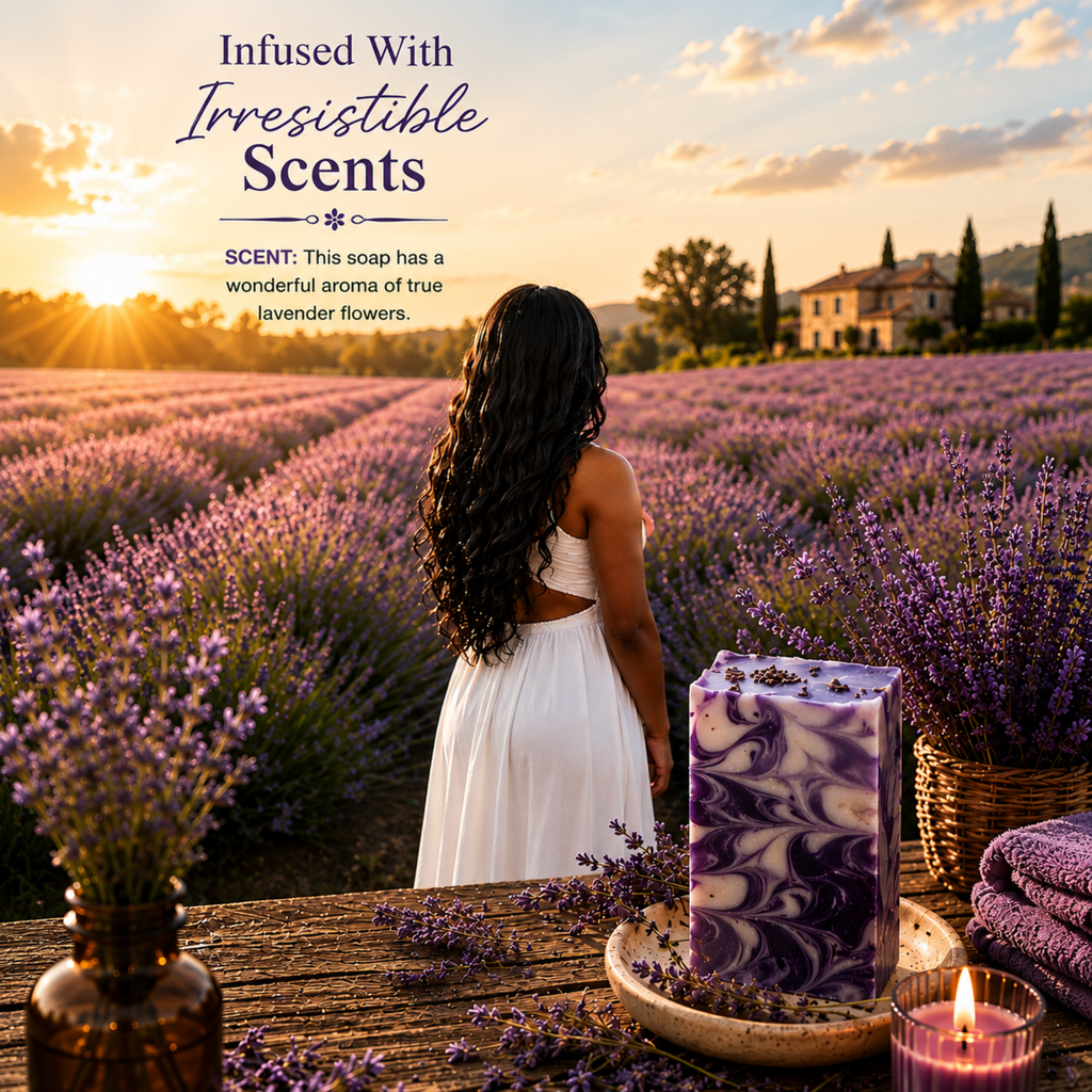 Lavender Flowers Soap Bar | Handmade Lavender Bath Soap & Moisturizing Body Bar-3