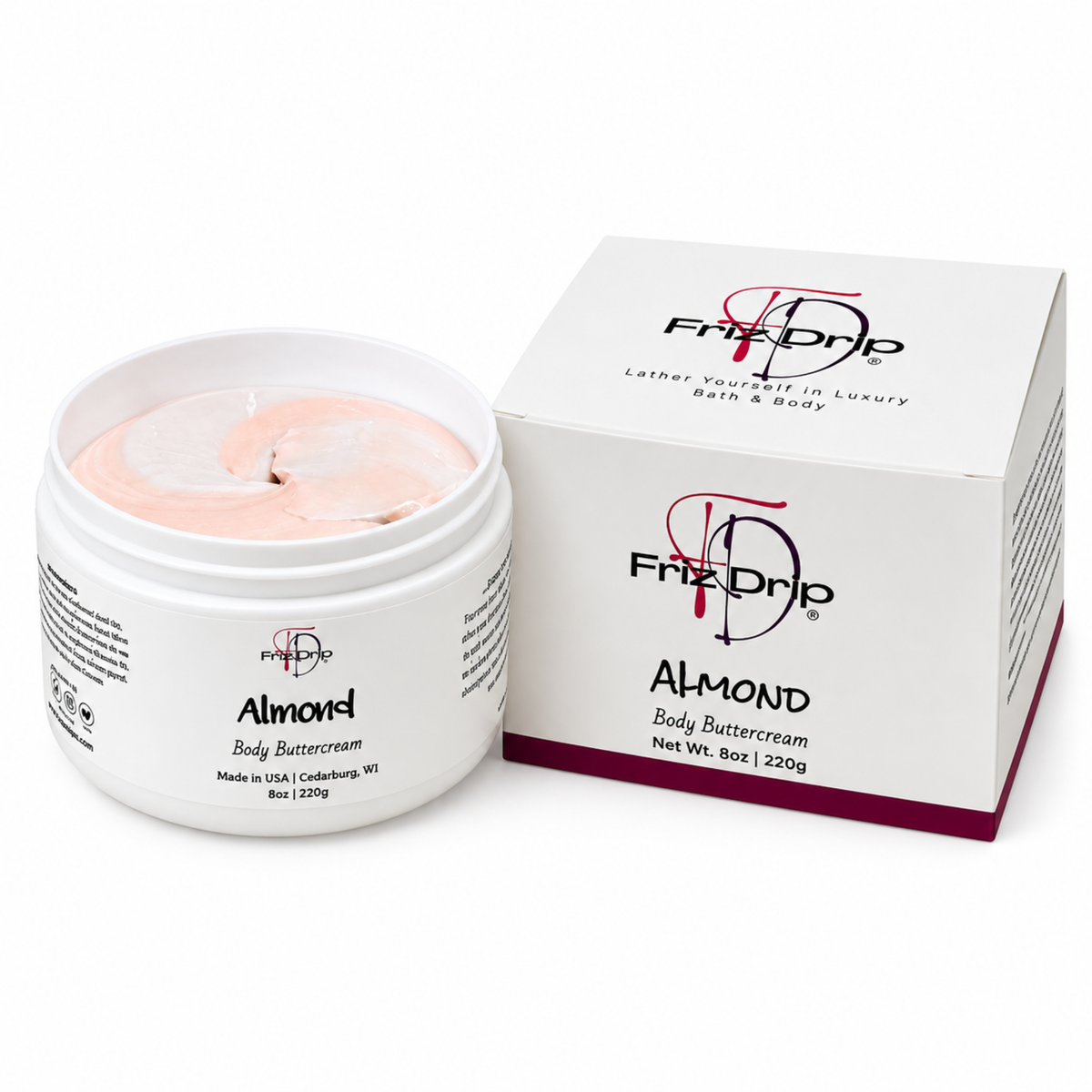 Almond Body Buttercream – Moisturizing Shea Butter & Safflower Oil, Warm Nutty Almond Scent, 8 oz-0