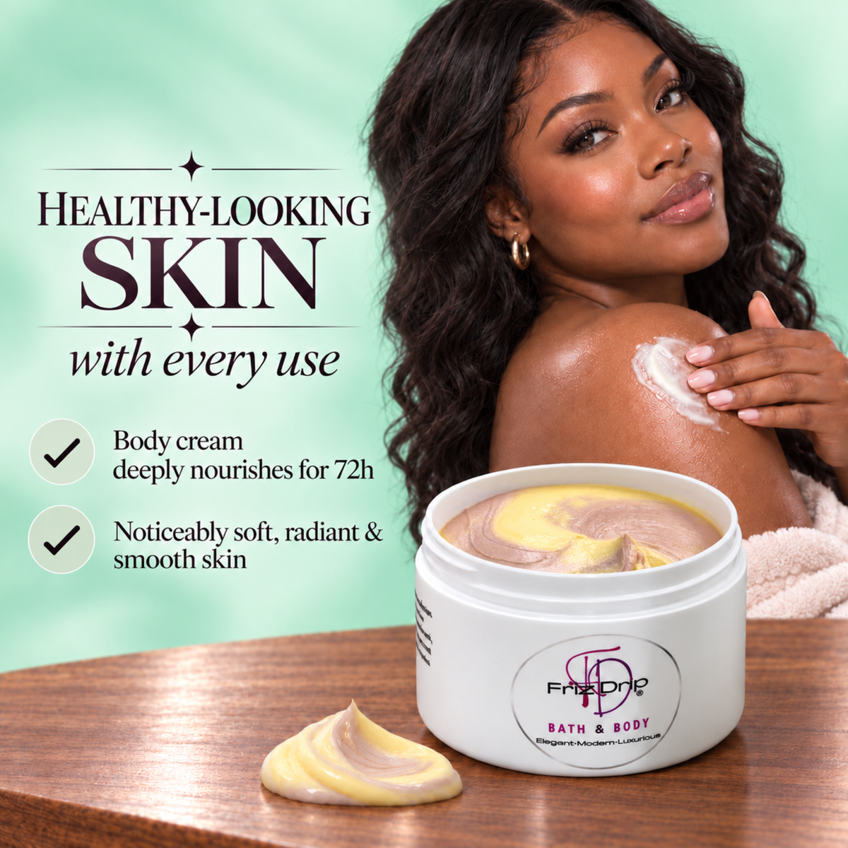 Leather + Sandalwood Body Buttercream – Moisturizing Shea Butter & Safflower Oil, Mint, Leather & Woody Scent, 8 oz-2