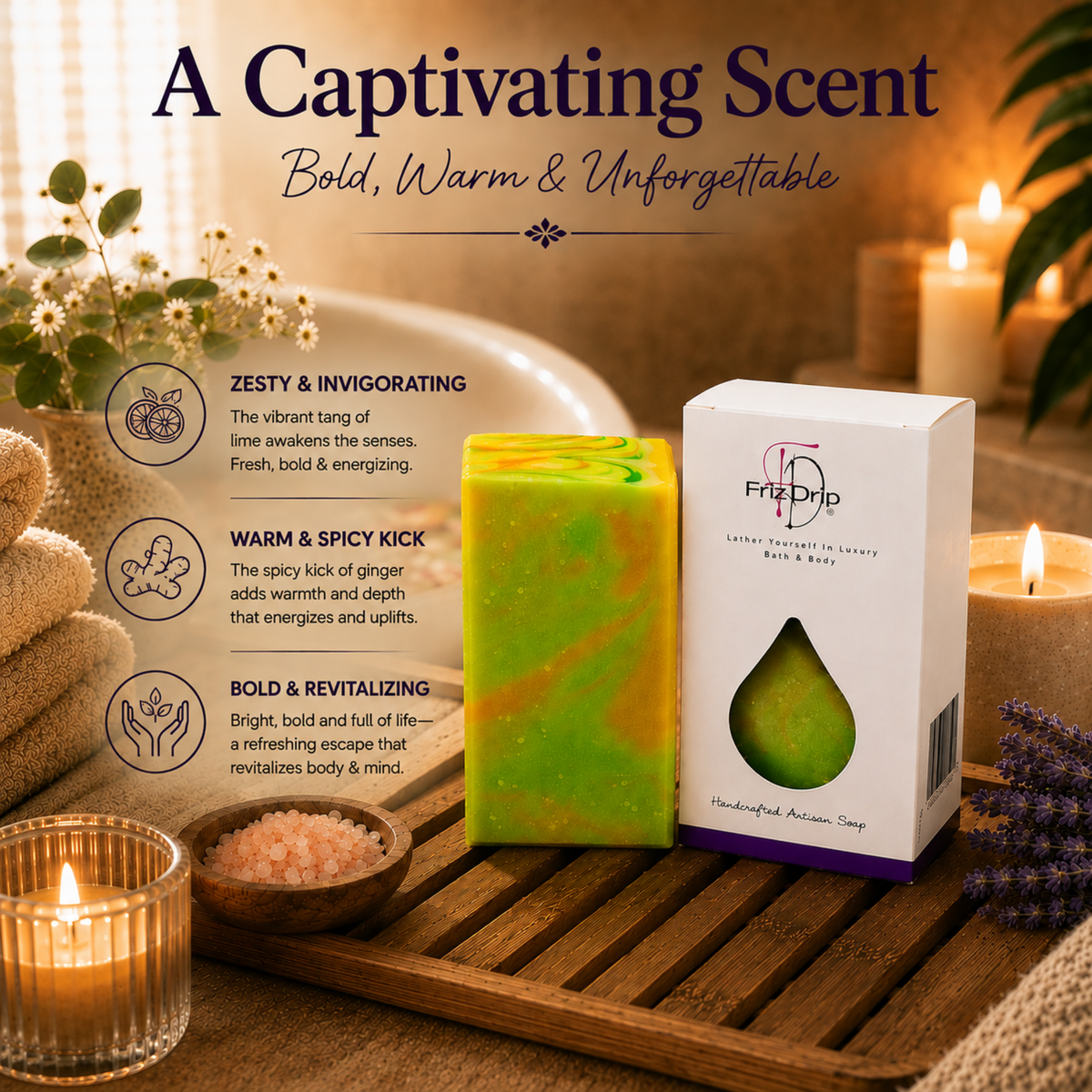 Ginger + Lime Soap Bar | Zesty Handmade Moisturizing Bath Soap-4