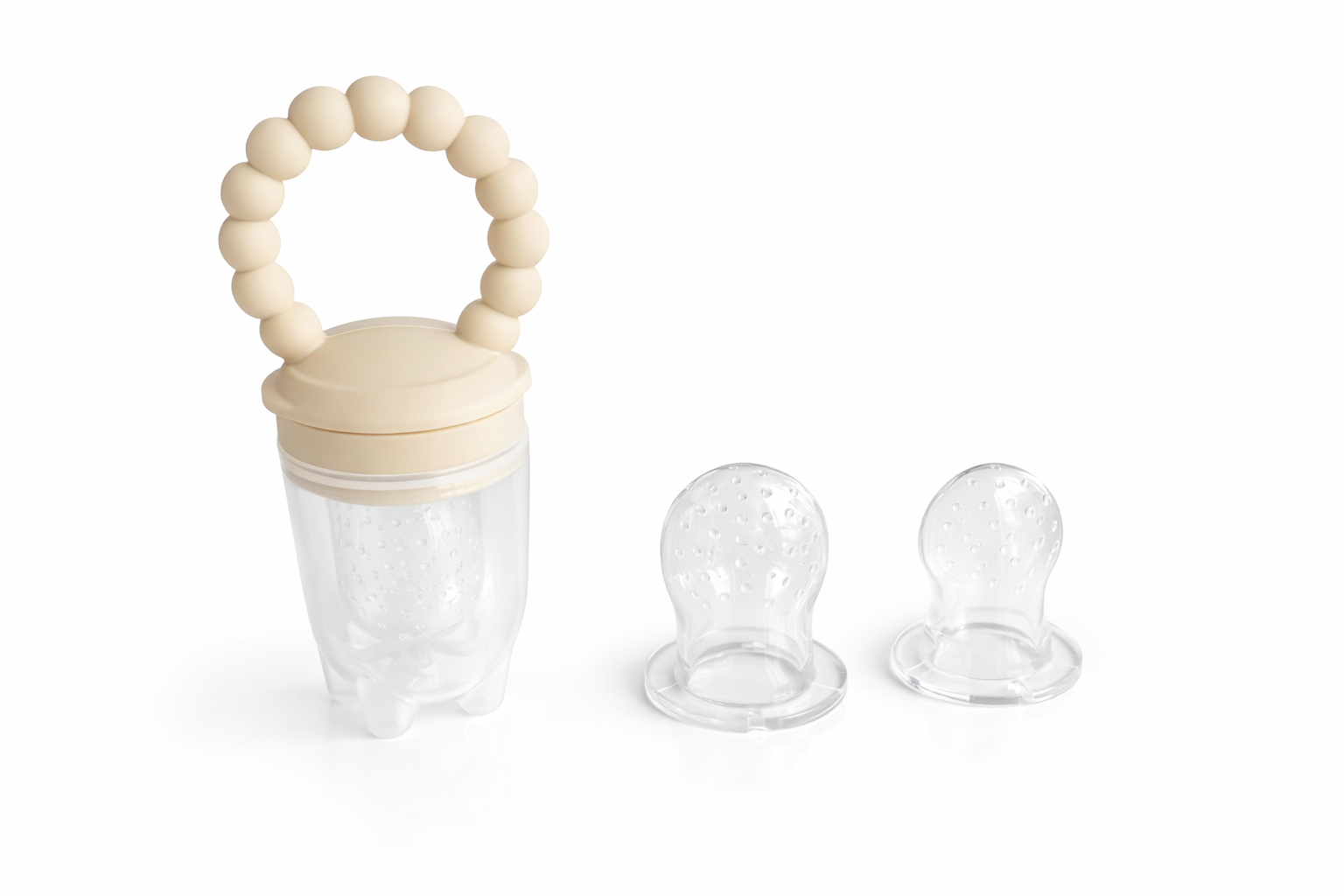 Silicone fresh food baby teether with interchangeable teats secure lid and mini freezing tray — view 3