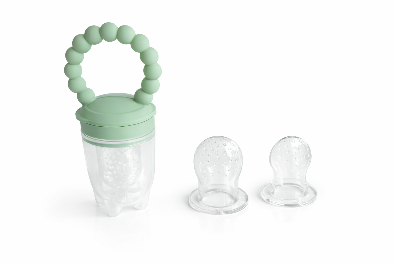 Silicone fresh food baby teether with interchangeable teats secure lid and mini freezing tray — view 4