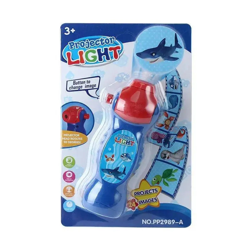 Handheld imagination projector toy flashlight in bright colors showing magical figure projections on a wall — view 5