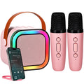 Rise Bass portable mini karaoke machine speaker with two wireless microphones and rhythmic LED lights