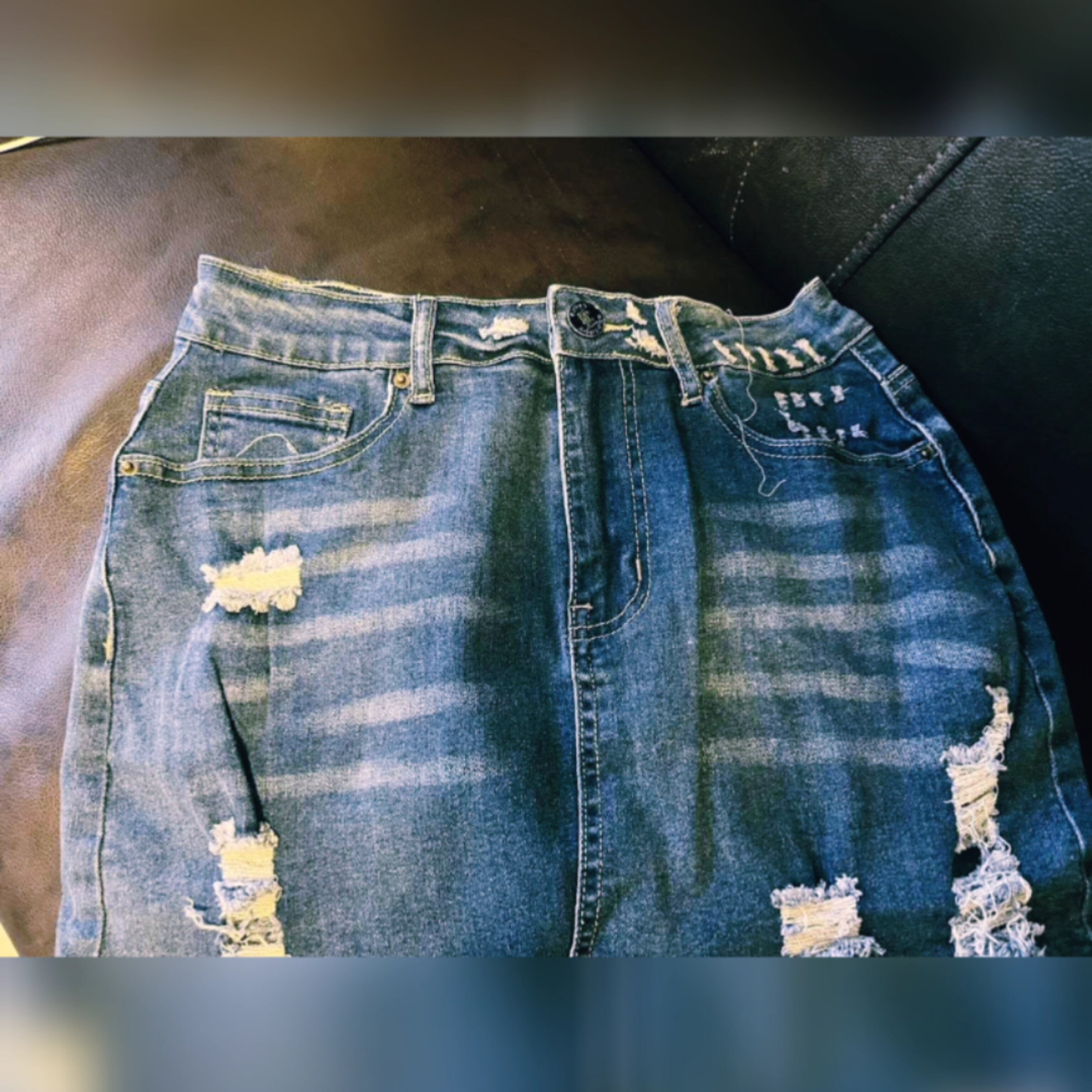 Handmade women's distressed raw denim cutoff jean shorts perfect for casual summer wear — view 3