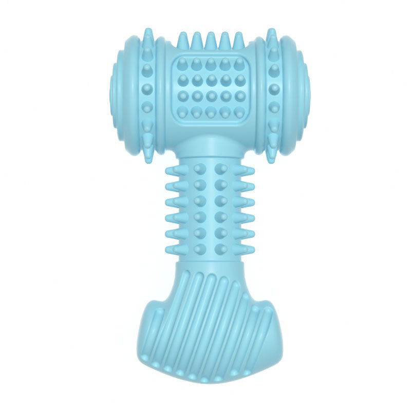 Indestructible TPR dog chew toy in bone shape with textured raised dots for teeth cleaning — view 3
