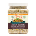 White basmati rice and lentil kitchari superfood mix inside a clear reusable food grade jar