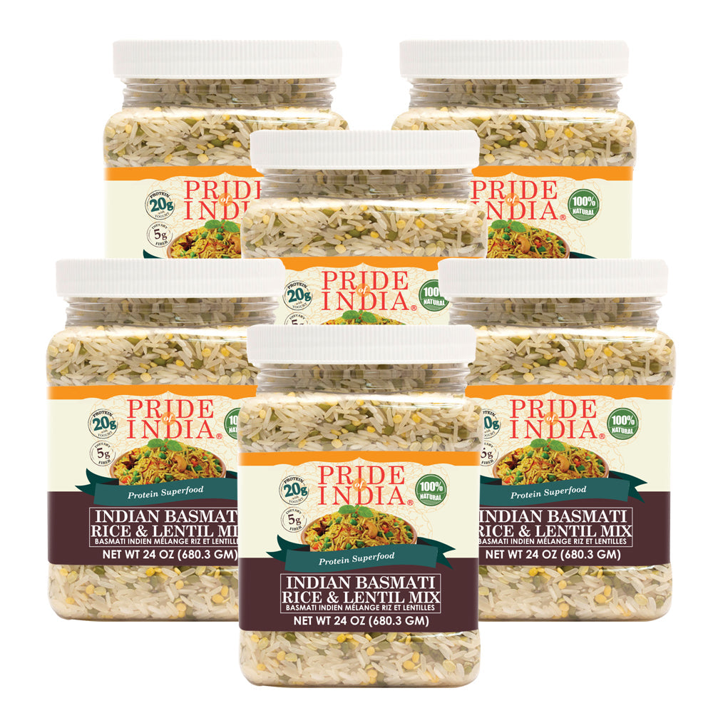 White basmati rice and lentil kitchari superfood mix inside a clear reusable food grade jar — view 4