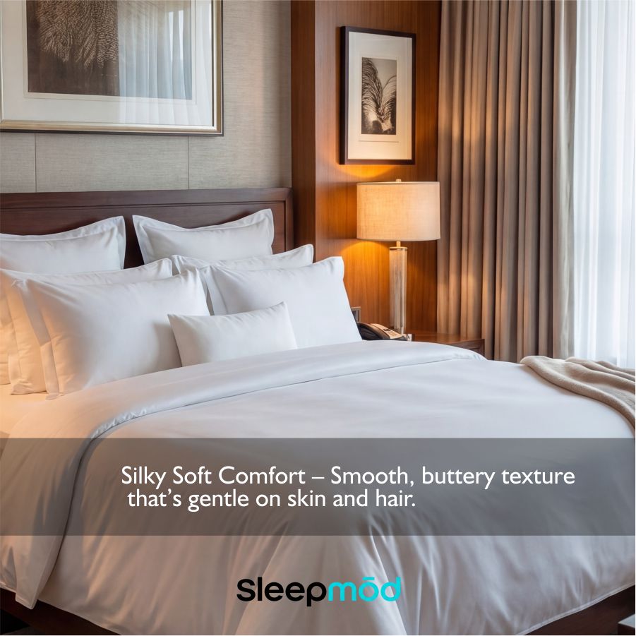 Eucalyptus vegan silk bed sheet set with fitted sheet, flat sheet, and two pillowcases — view 4