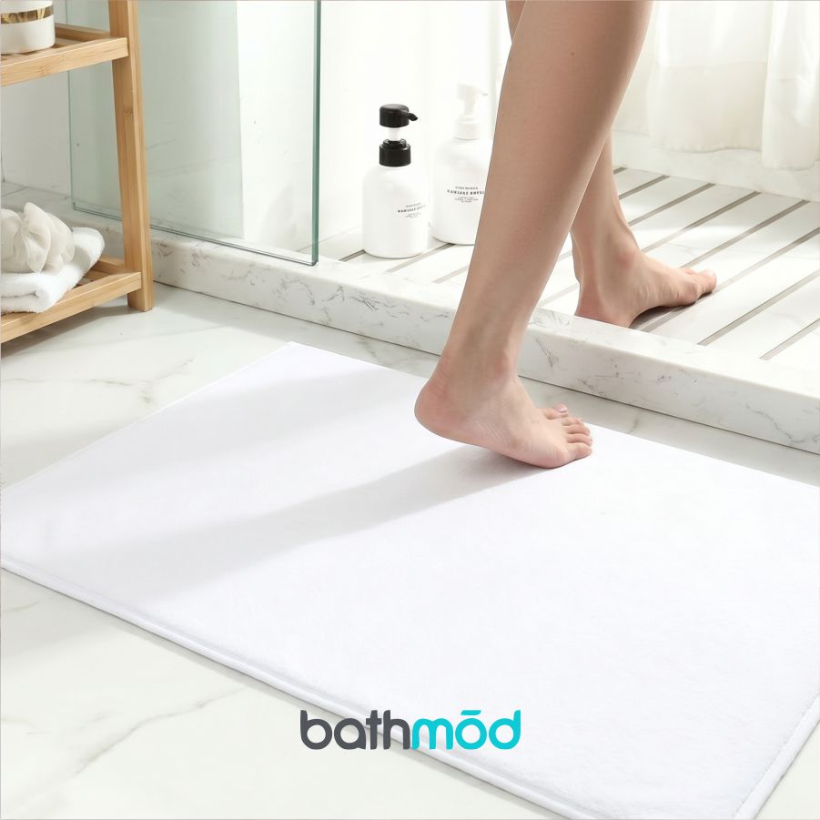 Luxury organic Turkish cotton bath mats in a four pack, featuring plush undyed fabric. — view 3
