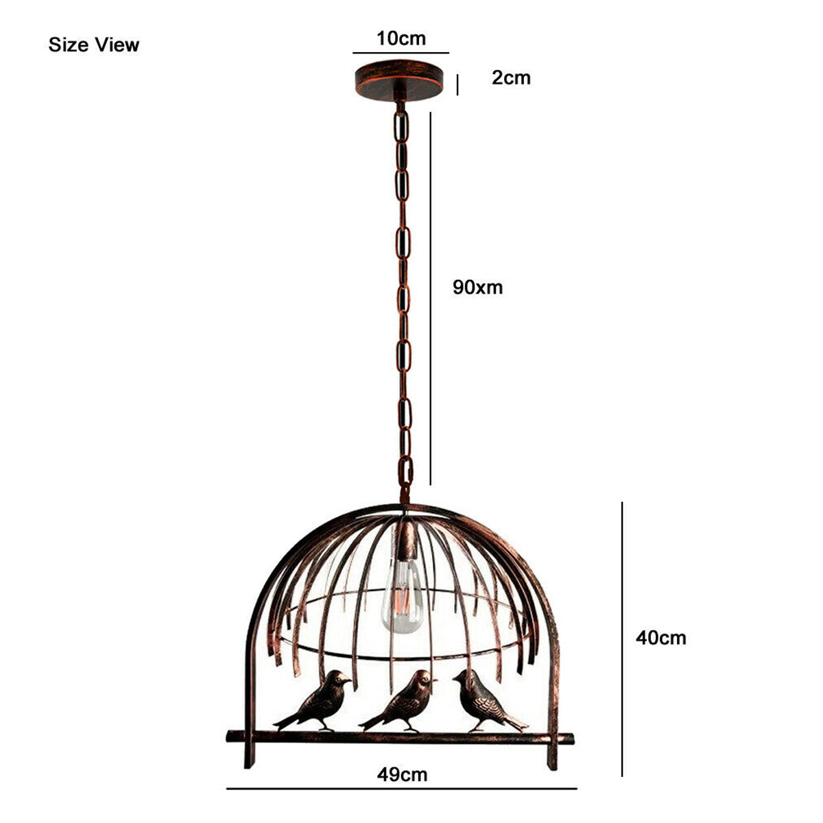 Industrial birdcage pendant light in durable metal with exposed E27 ST64 bulb for stylish illumination — view 4