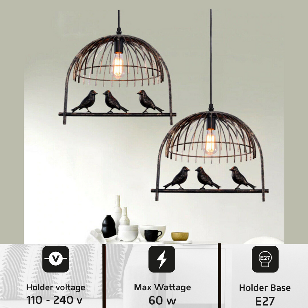 Industrial birdcage pendant light in durable metal with exposed E27 ST64 bulb for stylish illumination