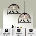 Industrial birdcage pendant light in durable metal with exposed E27 ST64 bulb for stylish illumination