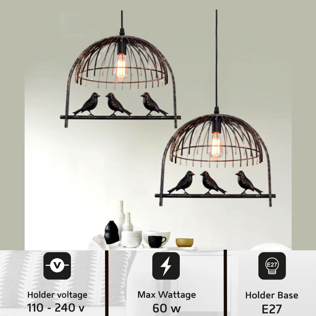 Industrial birdcage pendant light in durable metal with exposed E27 ST64 bulb for stylish illumination