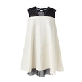 White baby doll dress for girls in organic cotton muslin with delicate black tulle details